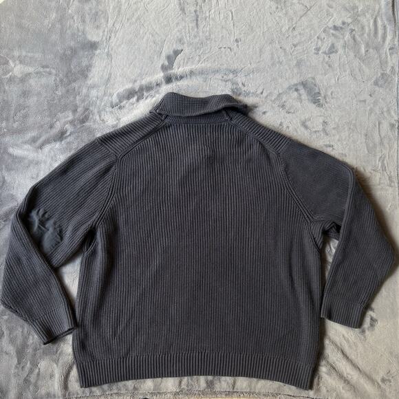 Duluth Trading Co. Mens 3XL Shawl Collar Sweater Rib Knit Pullover Elbow Patches - Picture 3 of 13